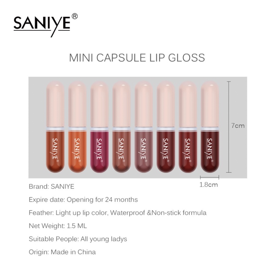 SANIYE Mini Kapsul Lip Tint Matte Lipstik 15 Warna Cair SA001