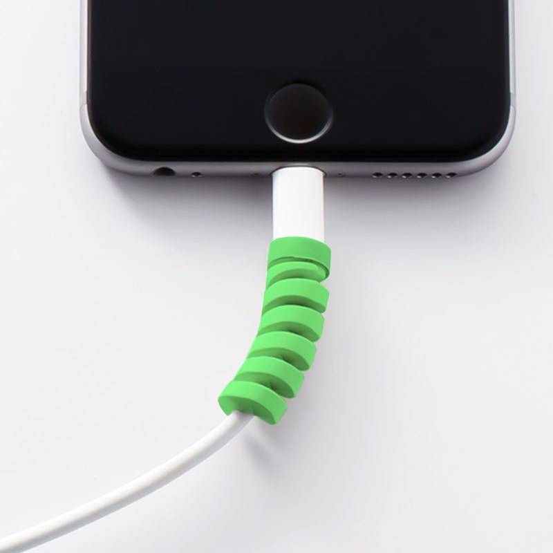 Pelindung Kabel Charger Flexible Bentuk Spiral Warna Acak Untuk Iphone / Apple Watch