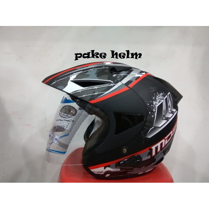 HELM MDS PROTECTOR MOTIF #5 BLACK RED DOFF HALF FACE
