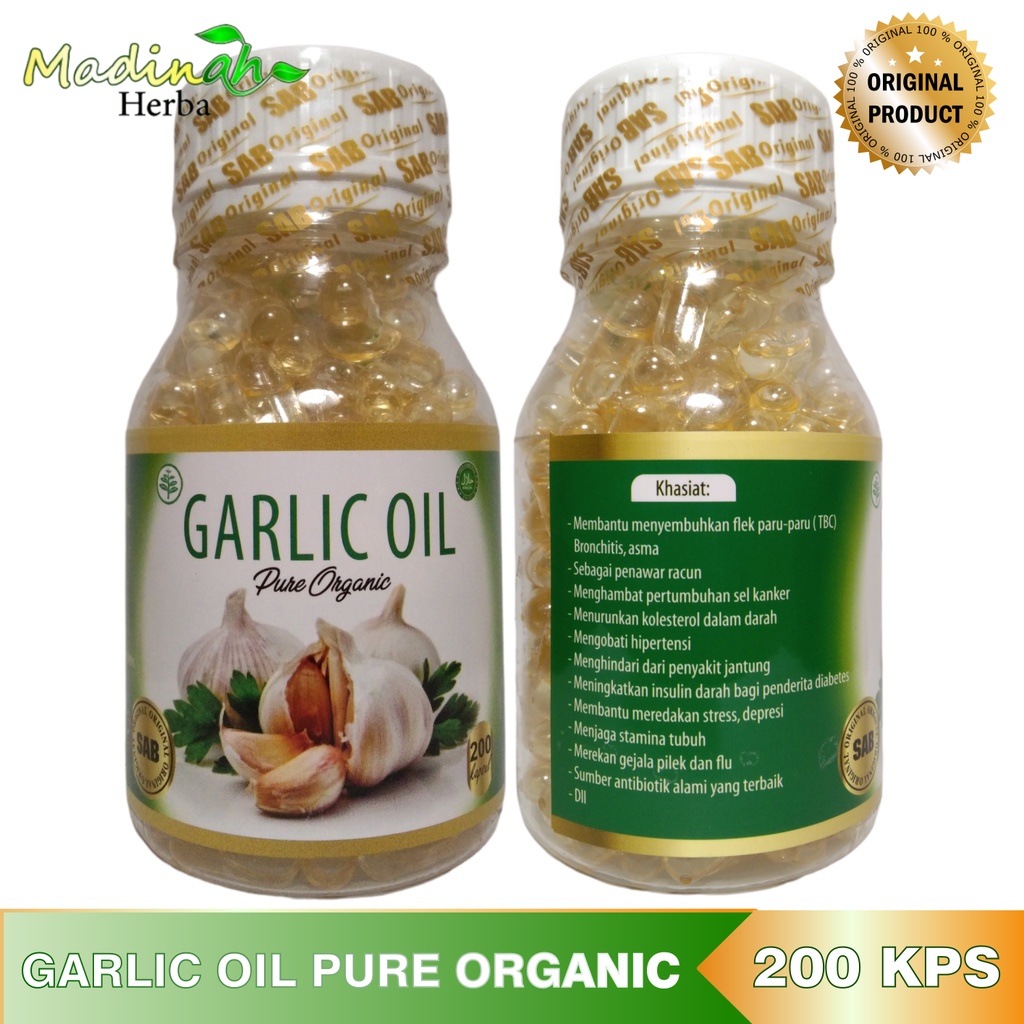 Garlic Oil isi 200 Kapsul / Pure Organic 100% / minyak bawang putih