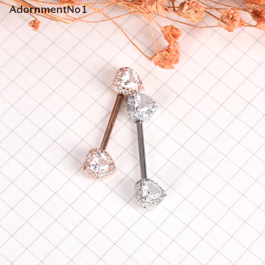 (AdornmentNo1) 1pc Anting Tindik Puting Bentuk Hati Bahan Surgical Steel Untuk Wanita