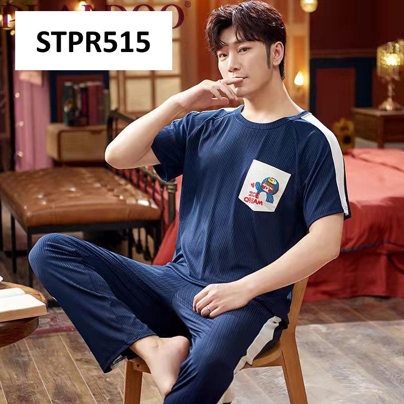 Baju Tidur Pria CP Lengan Pendek Celana Panjang Stripe Grey