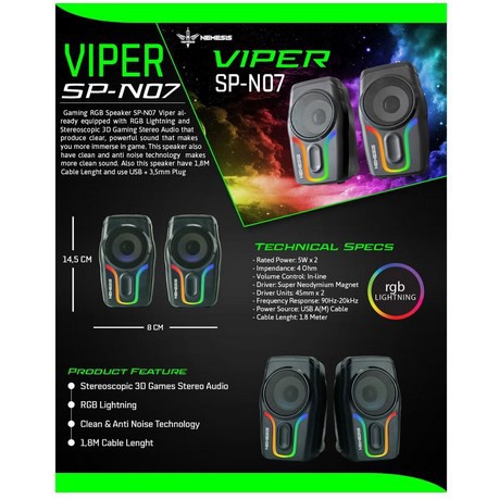 Speaker gaming NYK SPN07 / NYK Viper SP-N07 / NYK Viper SPN07 RGB