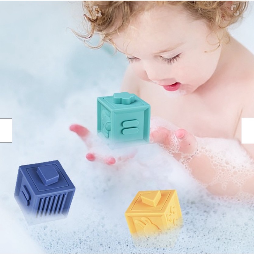 Mainan Bayi Baby Soft Tots Building Blocks Isi 6 dan 12