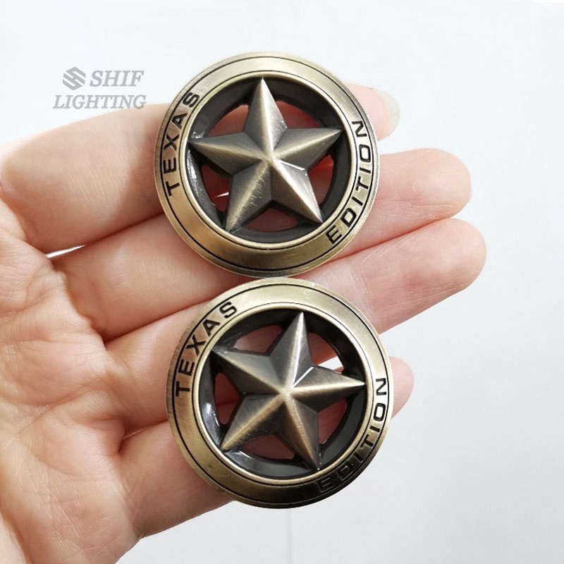 2pcs Stiker Emblem Logo Texas A Star Edition Bahan Metal Untuk Samping Mobil