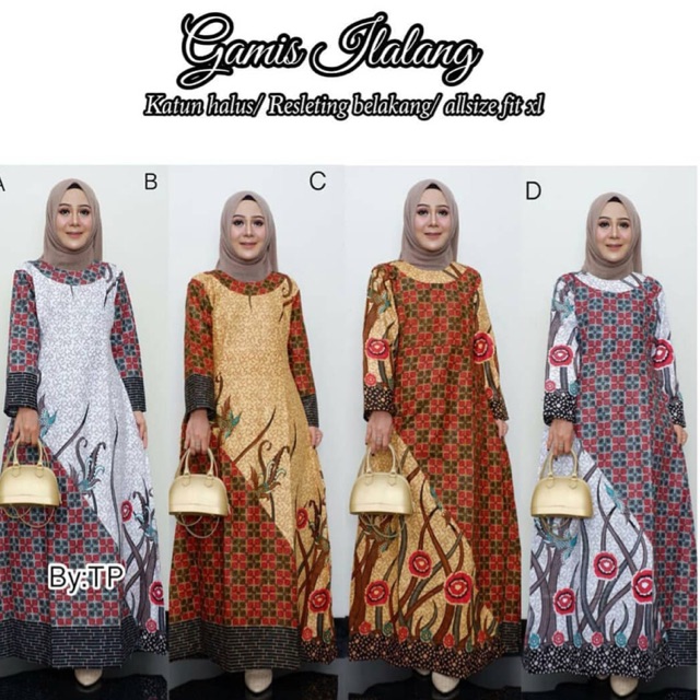 Gamis abaya baju muslim batik motif sogan lawasan mix kombinasi motif terbaru cantik seragam