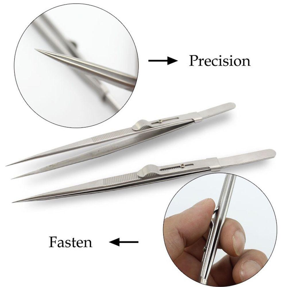 R-flower Slide Lock Tweezer Stainless Steel Memegang Alat Perbaikan Ketat Bermanfaat