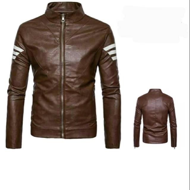 Jaket Kulit Semi / Jaket Pria / Jaket Kulit Sintetis / Jaket Outdoor / Jaket Brown In Time HQ