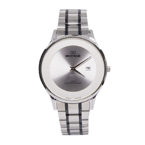 Jam Tangan Pria Mirage 8670 Silver List Hitam Original