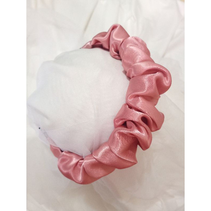 BANDO SCRUNCHIE KOREA KEKINIAN TERBARU BANDO KERUT HEADBAND RUFFLE POLOS DAN MOTIF BISA COD IMF