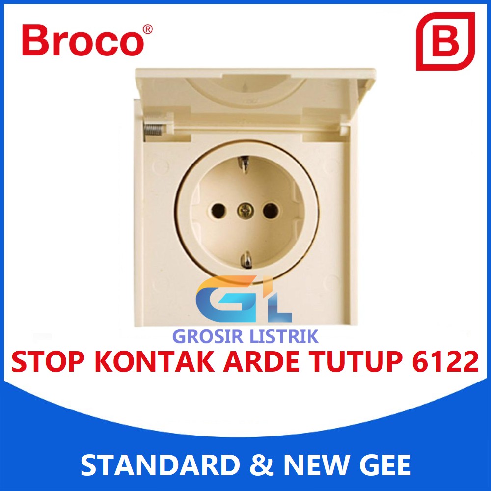 Broco Stop Kontak Arde Tutup Cream 6122 (Socket 2P) Original Grosir Promo Murah