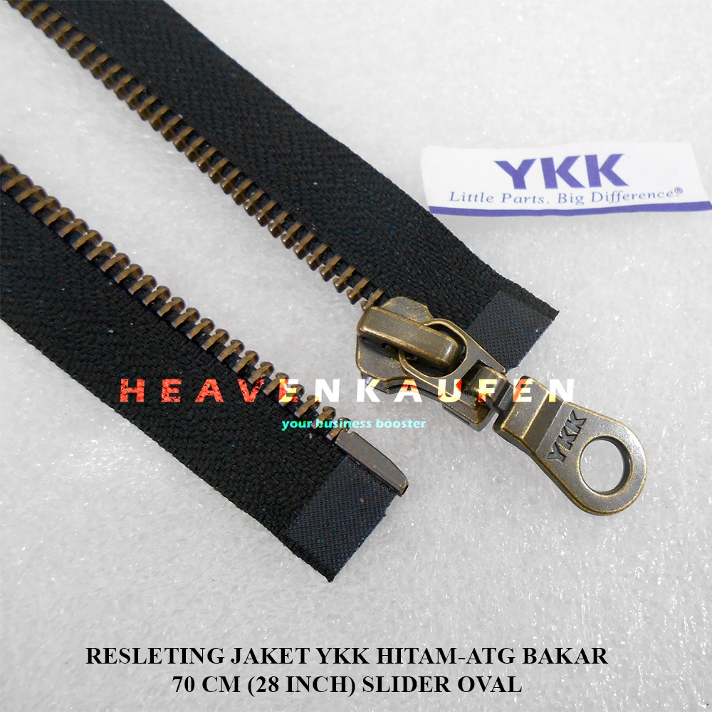 Resleting Zipper Jaket YKK Gigi Besi 70 cm / 28 inch Hitam - ATG Bakar Slider Oval