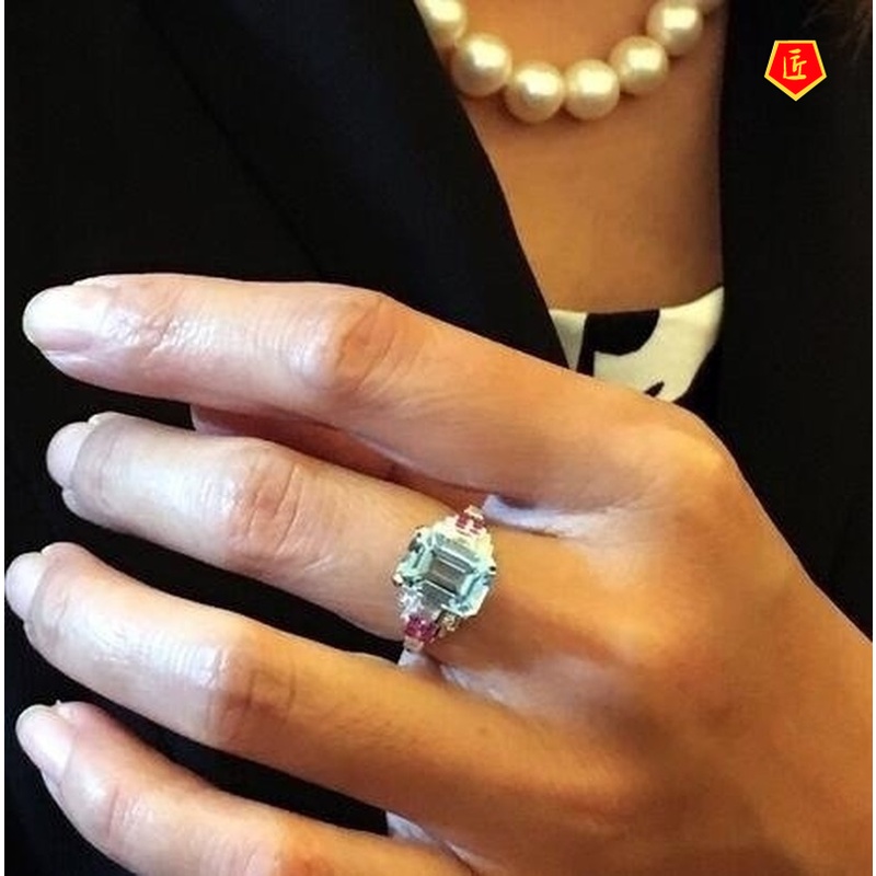 [Ready Stock]Fashion Personality Topaz Sapphire Ring