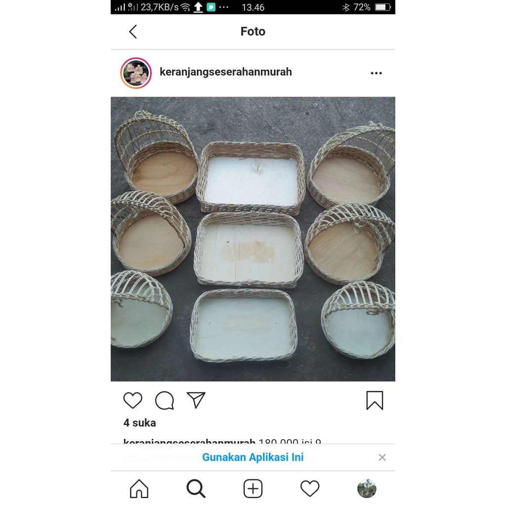 Kotak hantaran keranjang rotan isi 9