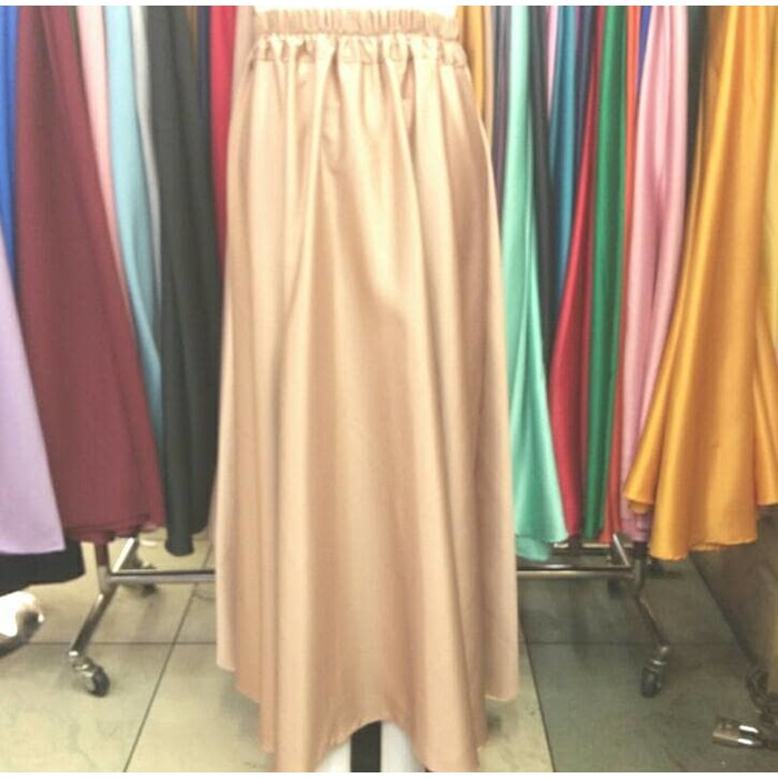 Brown - Rok Panjang Satin Velvet Model Payung