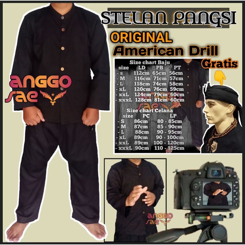 STELAN Original anggosae Baju Pangsi Dewasa Katun Tebal Bahan American Drill Size Jumbo Ready size s-xxxl Promo free Totopong