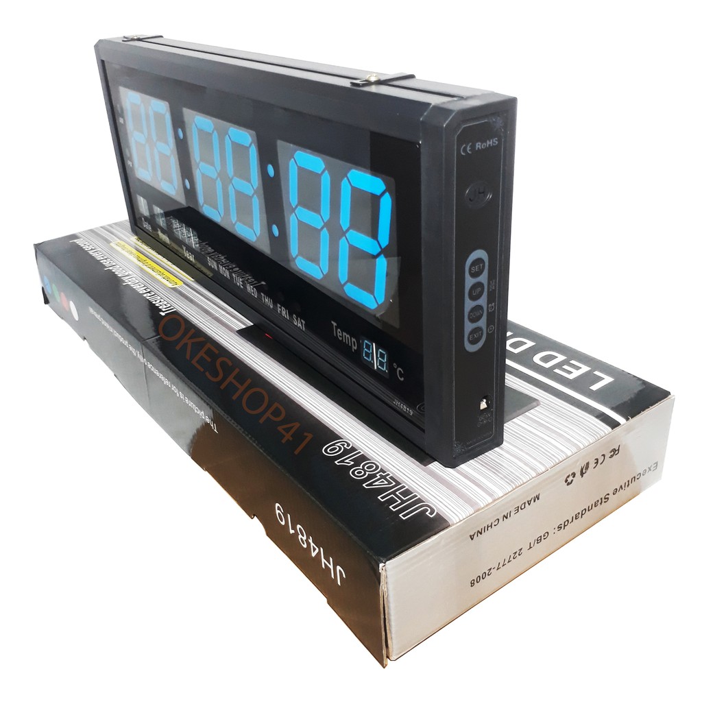 Jam Dinding Digital LED Clock 4819 Biru