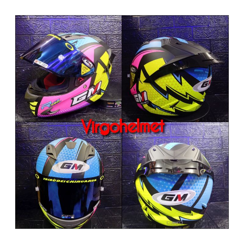 HELM GM RACE PRO FLASH BLACK PINK PAKET V.IRIDIUM+SPOILER(ongkir Termurah 2 kg)