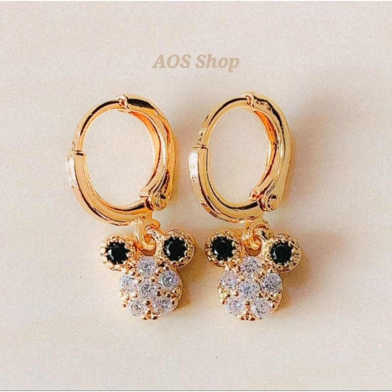 Anting Anak Micki Black Zirconia Gold