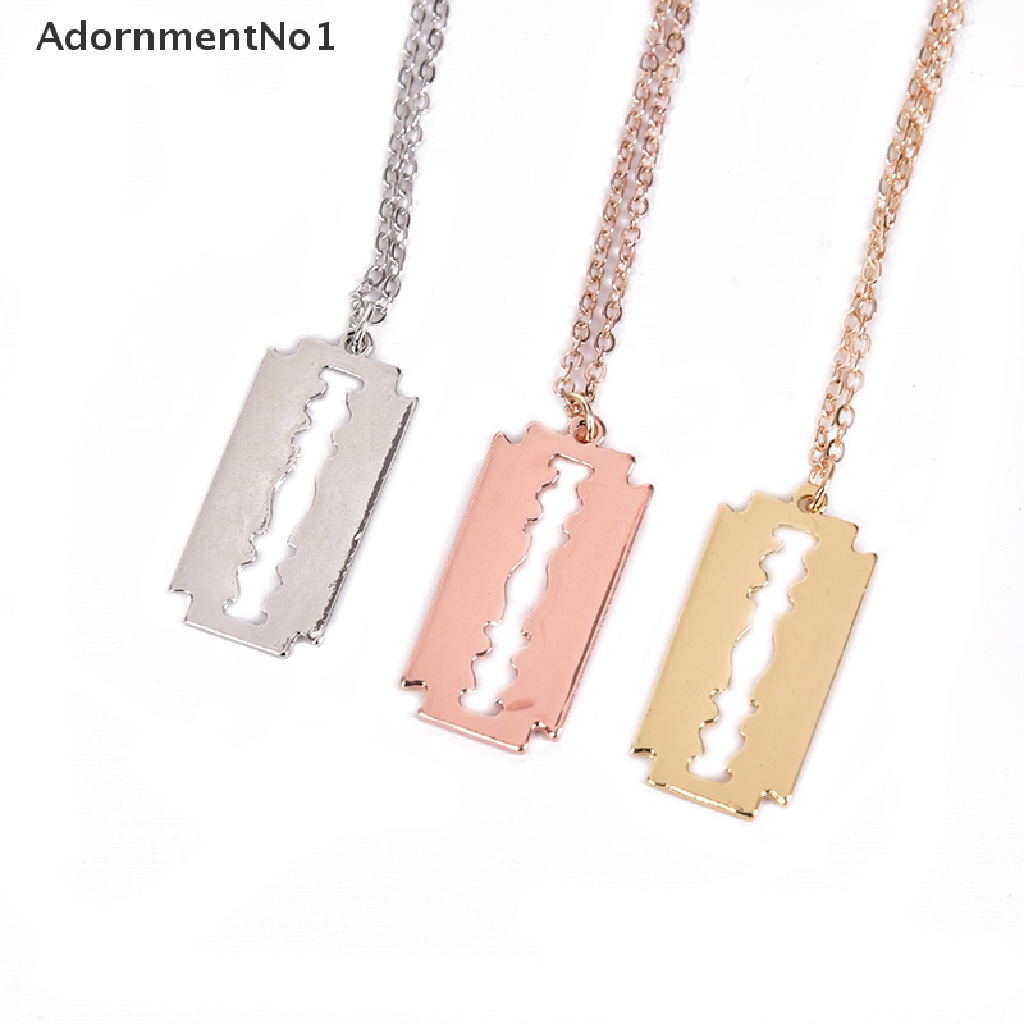 (AdornmentNo1) Kalung Rantai Dengan Liontin Pisau Cukur Bahan Stainless Steel Untuk Pria