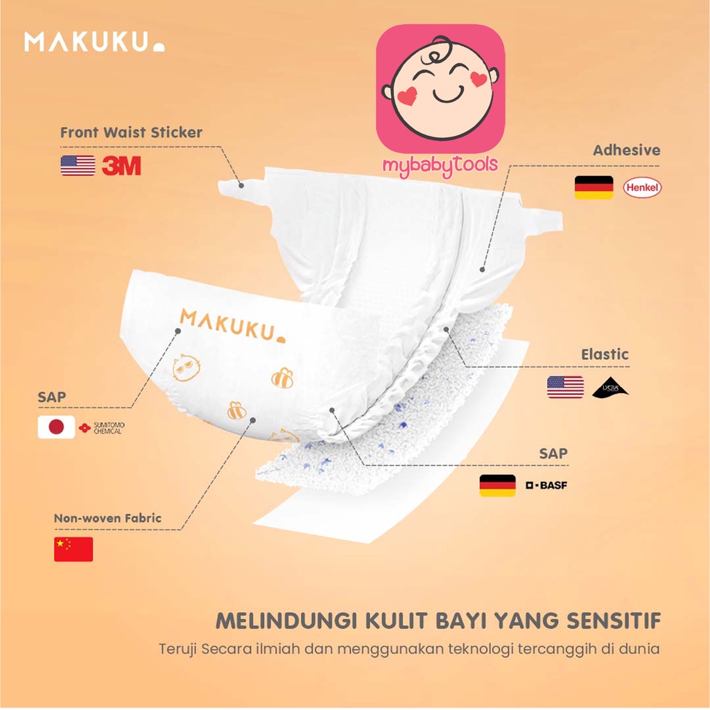 MAKUKU SAP DIAPERS COMFORT TAPE NB28 S36 PANTS M34 L32 XL32 XXL28