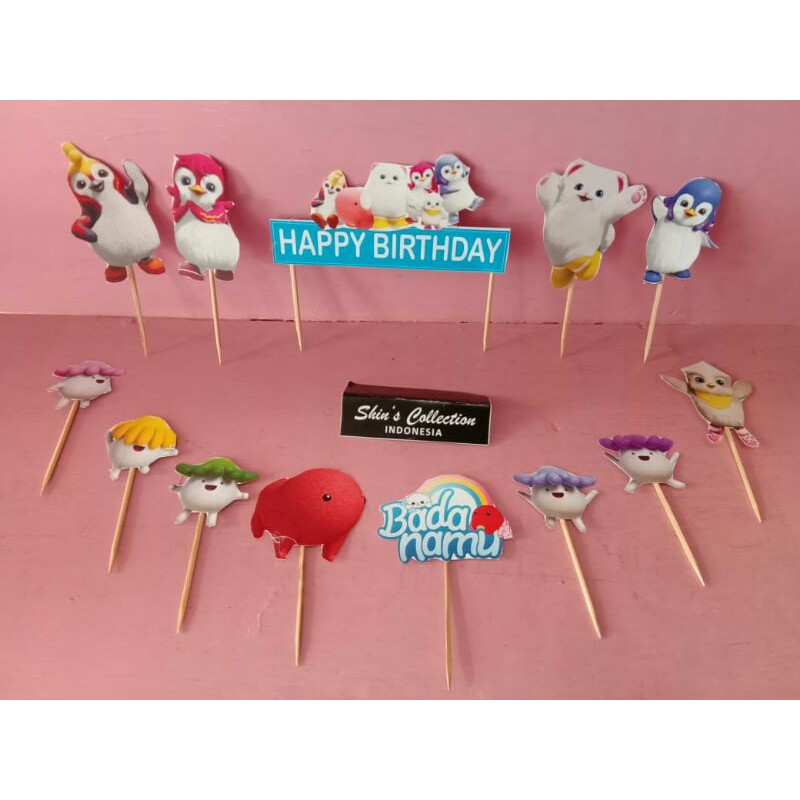 Cake Topper Badanamu 1 set isi 13 pcs