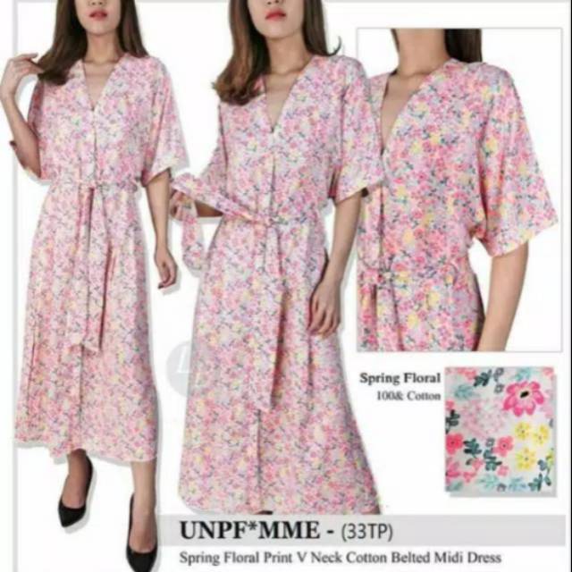 Unpeu Femme spring floral belted button midi dress