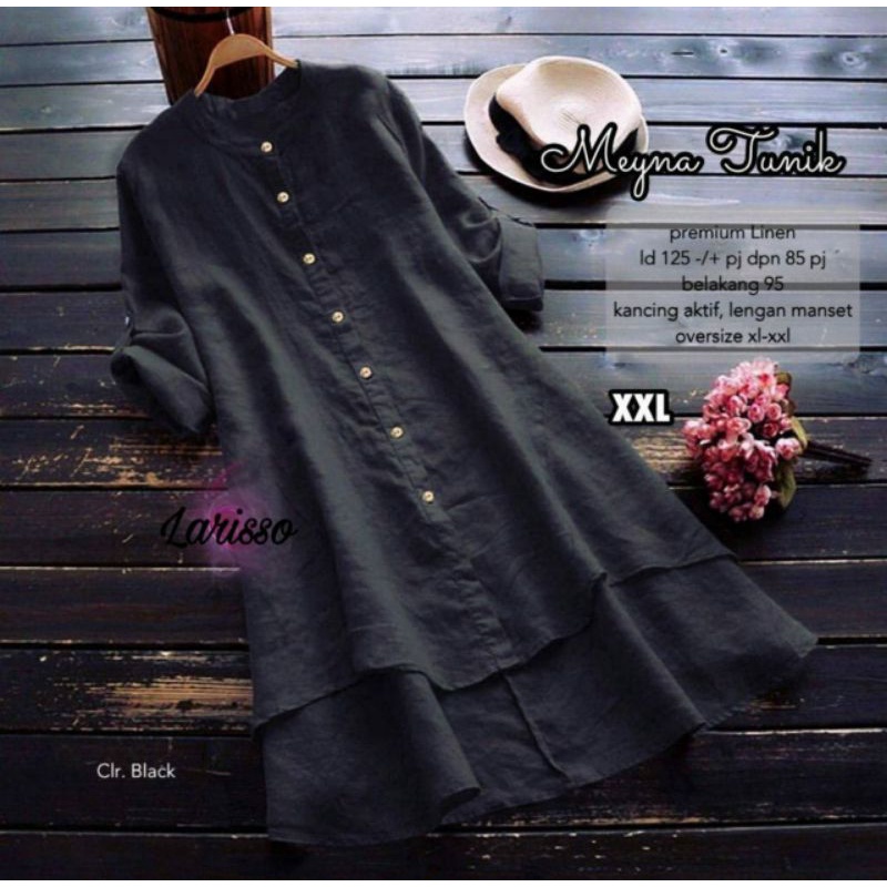 Meyna tunik katun linen jumbo LD 125 XXL