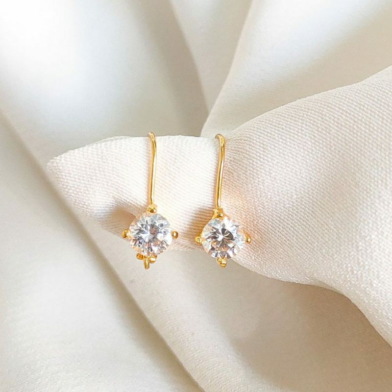 Earring Diamond Jewellery Anting Permata Putih Gold Toko Emas asli