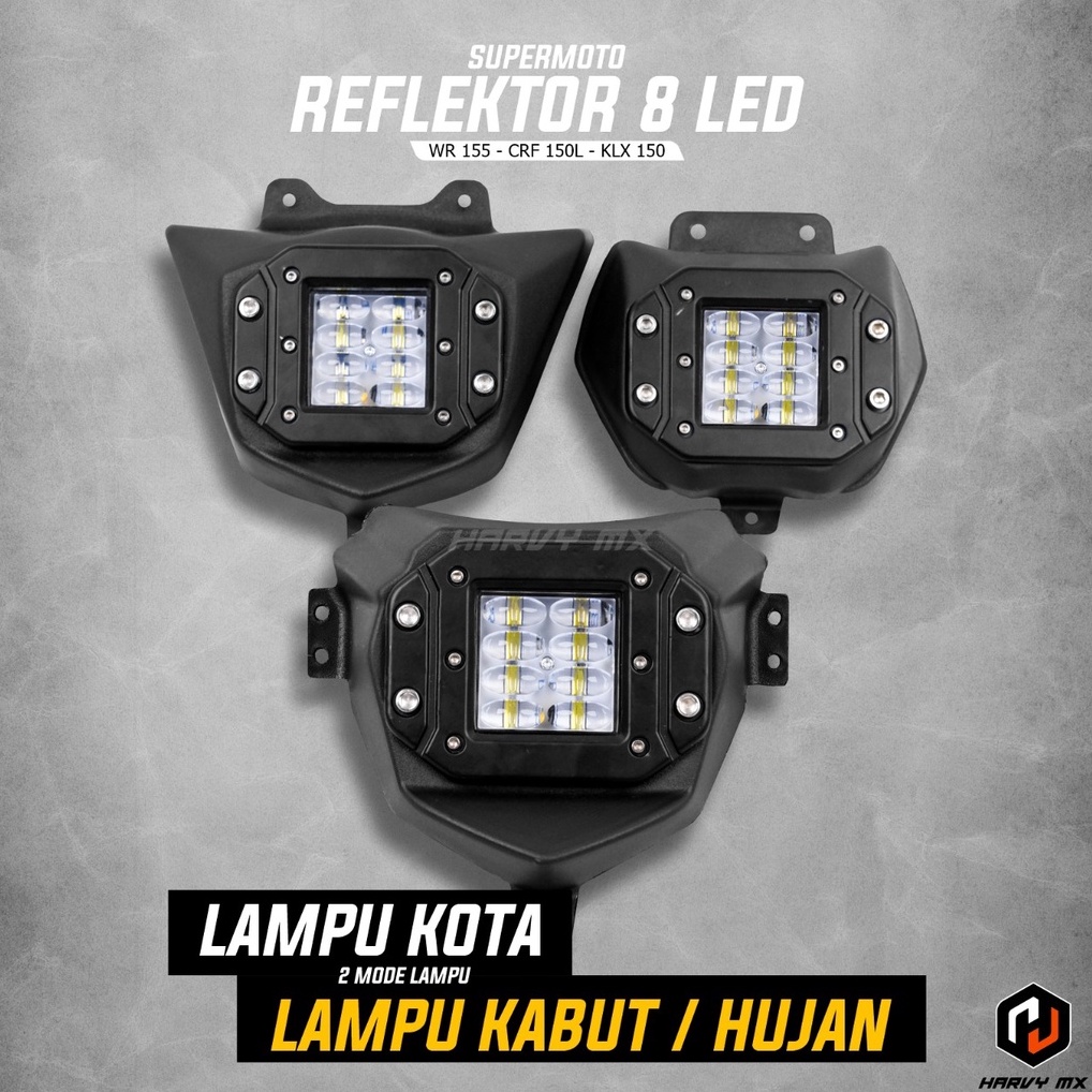 LAMPU DEPAN REFLEKTOR HEAD LAMP LED 8 MATA JELLY KLX 150 BF D TRACKER CRF 150 L WR 155 HRV