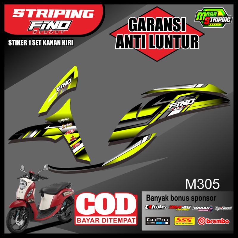 Sticker Stiker Striping List Mio Fino 125 Grande Premium Variasi Warna Banyak Merah Biru Hijau Pink 
