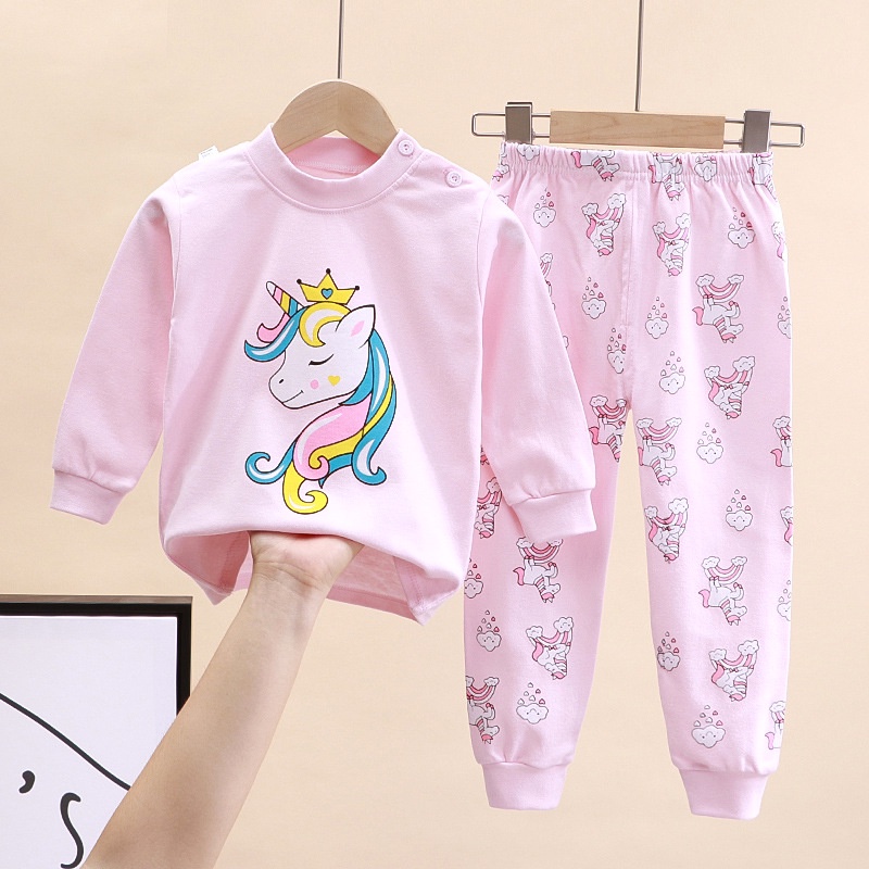 Stelan Pakaian Lengan Panjang Anak Cewek Cowok Bahan Katun Piyama Baju Tidur Fashion umur 1- 5 tahun