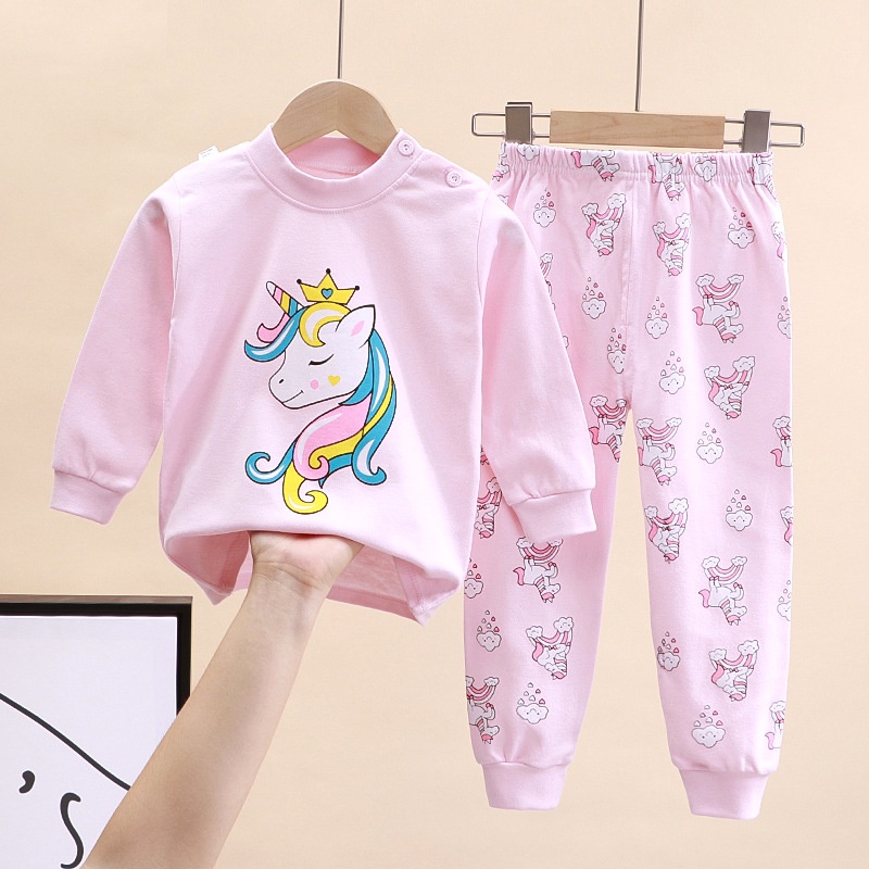 Stelan Pakaian Lengan Panjang Anak Cewek Cowok Bahan Katun Import  Piyama Baju Tidur  Perempuan Laki Laki Fashion umur 1 2 3 4 5 tahun