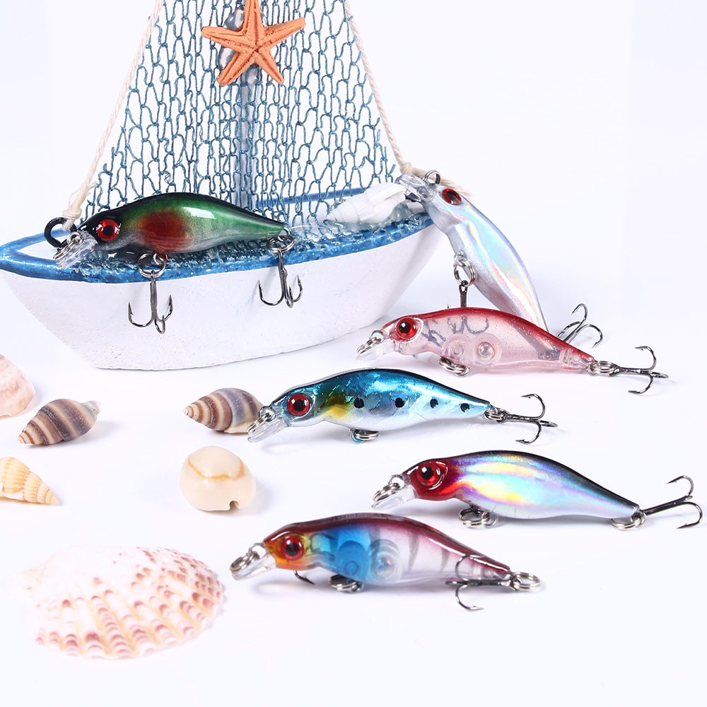 HENGJIA 6PCS Minnow Sinking Wobbler Fishig Bait Umpan Pancing Hard Bait 5cm 2.7g Artificial Crankbait Fishing Tackle