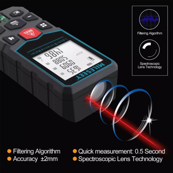 40m Laser Distance Digital Meteran Laser Pengukur Jarak Jauh Meter Mileseey 40m