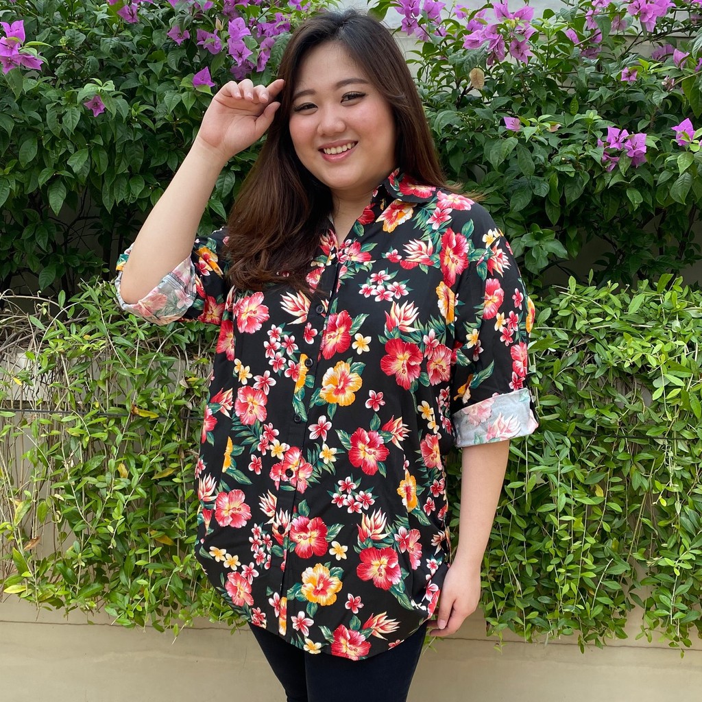  KEMEJA  WANITA  JUMBO LD 130 MOTIF KEKINIAN  Shopee Indonesia