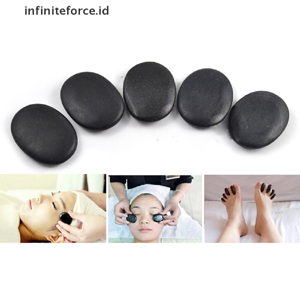 (Infiniteforce.Id) 7pcs / Set Batu Basalt Hitam Ukuran 3x4cm Untuk Pijat