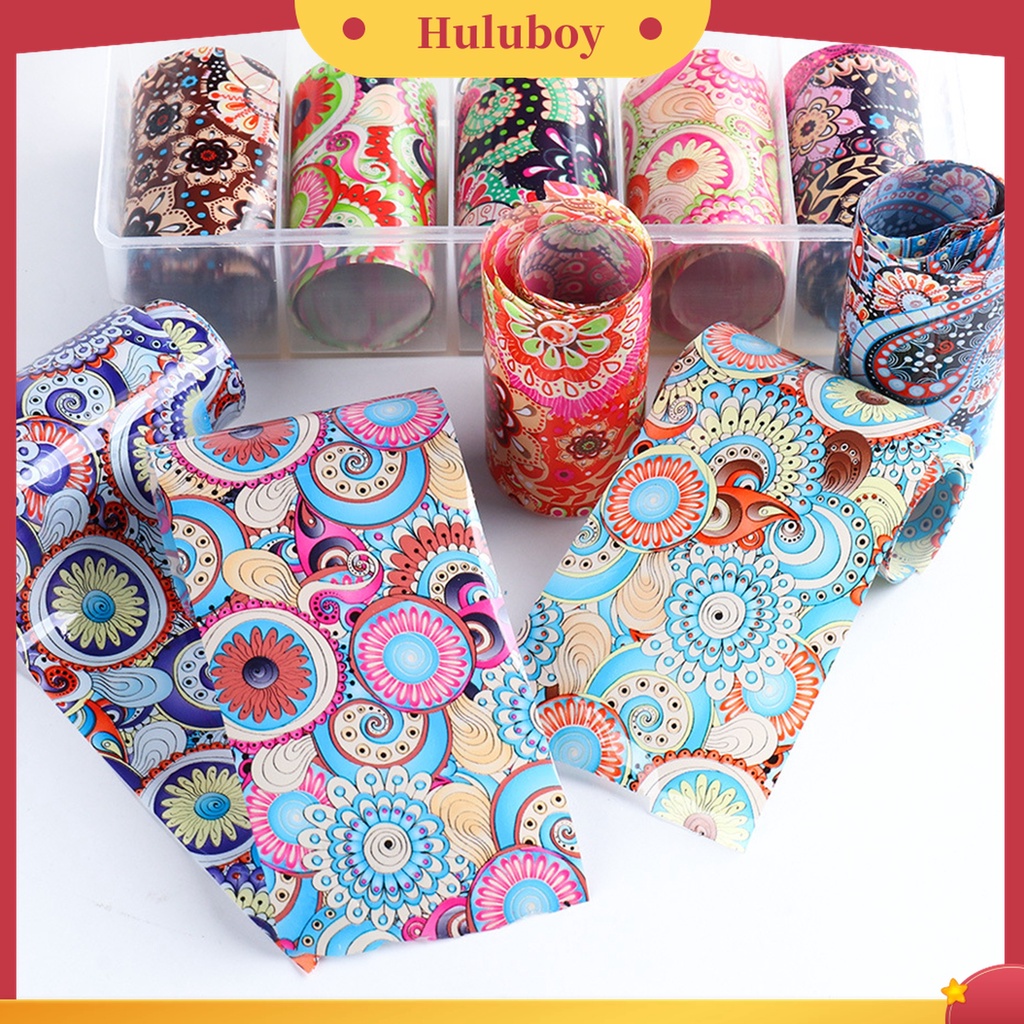 Huluboy Huluboy♡ 10pcs / Set Stiker Kuku 3D Motif Totem Gaya Etnik Retro Untuk Wanita