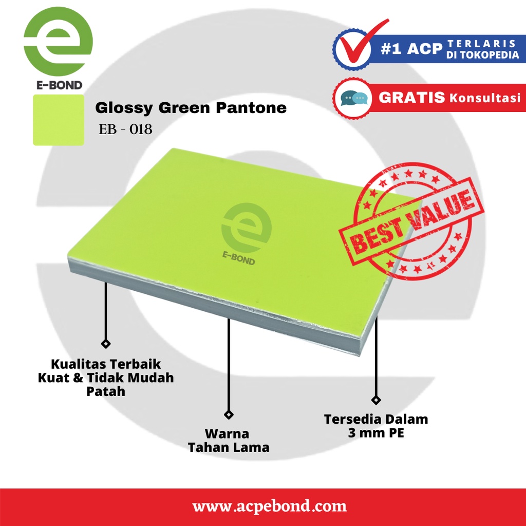 ACP EBOND - Aluminium Composite Panel 3mm GLOSSY GREEN PANTONE