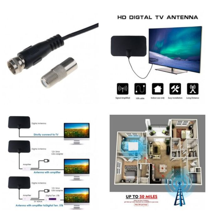 ANTENA TV DIGITAL INDOOR4K High Gain 25dB DVB-T2 PENANGKAP SINYAL CHANNEL DALAM RUANGAN TELEVISI