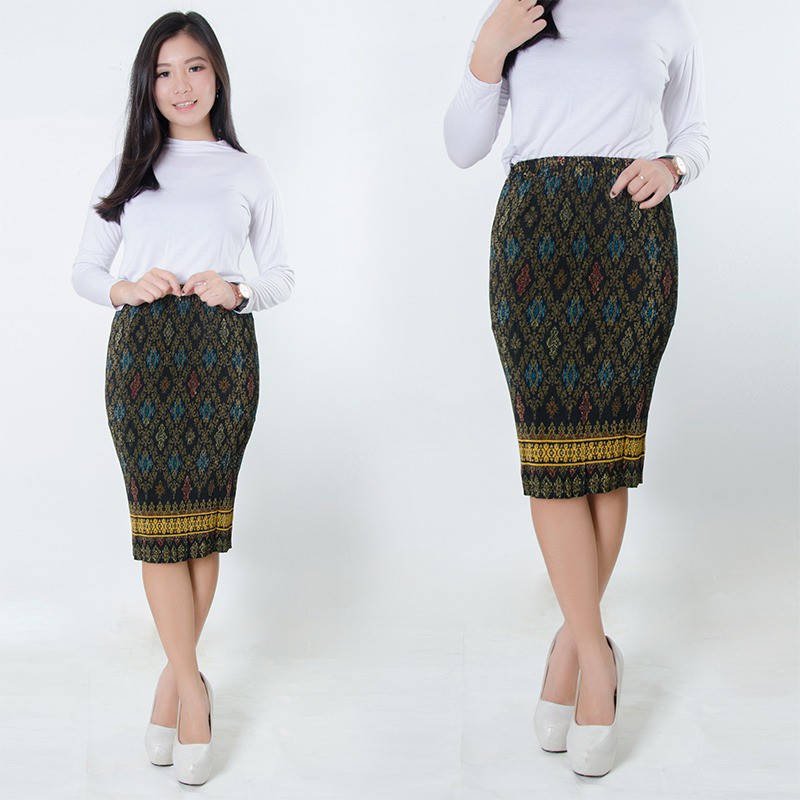 SB Collection Rok Plisket Hariati Pendek Midi Batik Jumbo Wanita