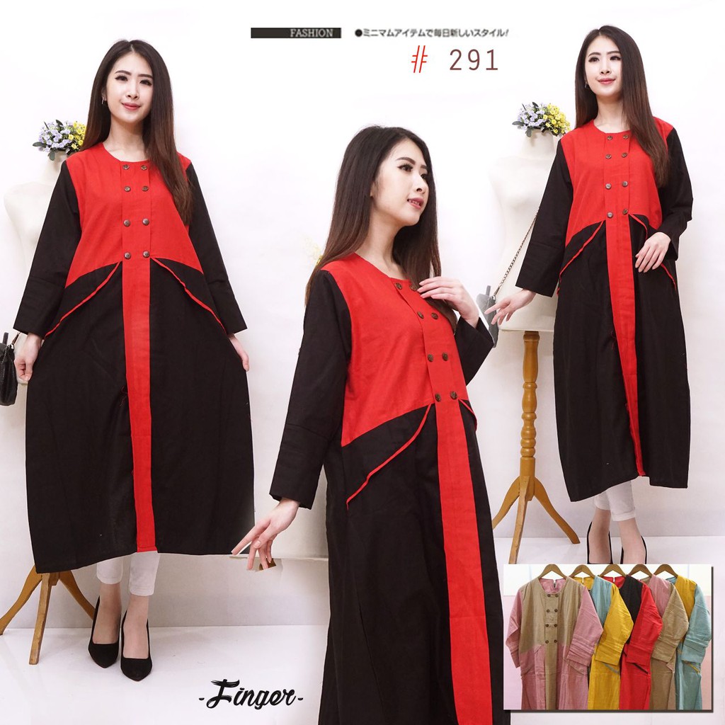 JakartaFashion - gamis long dress jangkis jumbo XL bahan katun rami tebal kombinasi cantik simple