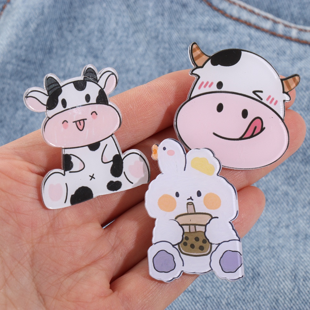 ROW Cute Lapel Pins Cartoon Makeup Badges Brooch Women Gift Creative Boys Cows Girls Anti Light Buckle