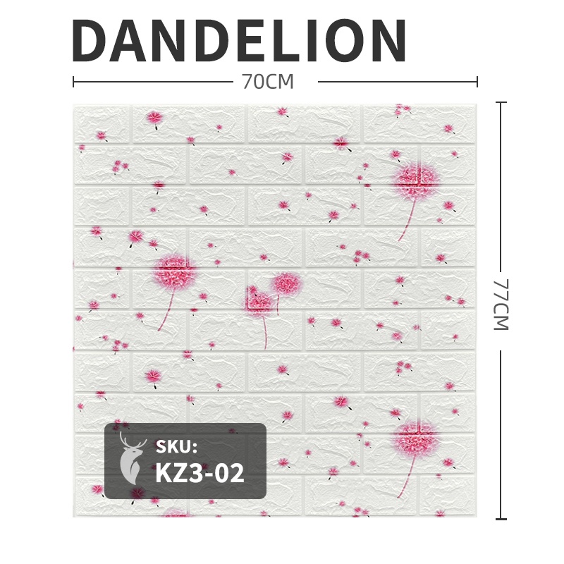 Wallpaper Dinding Foam 3D Motif Batu Bata Walpaper Stiker Dinding Dekorasi Kamar Murah 3dWalpaper 70 x 77 cm High Quality Guarantee-KZ302-DANDELION