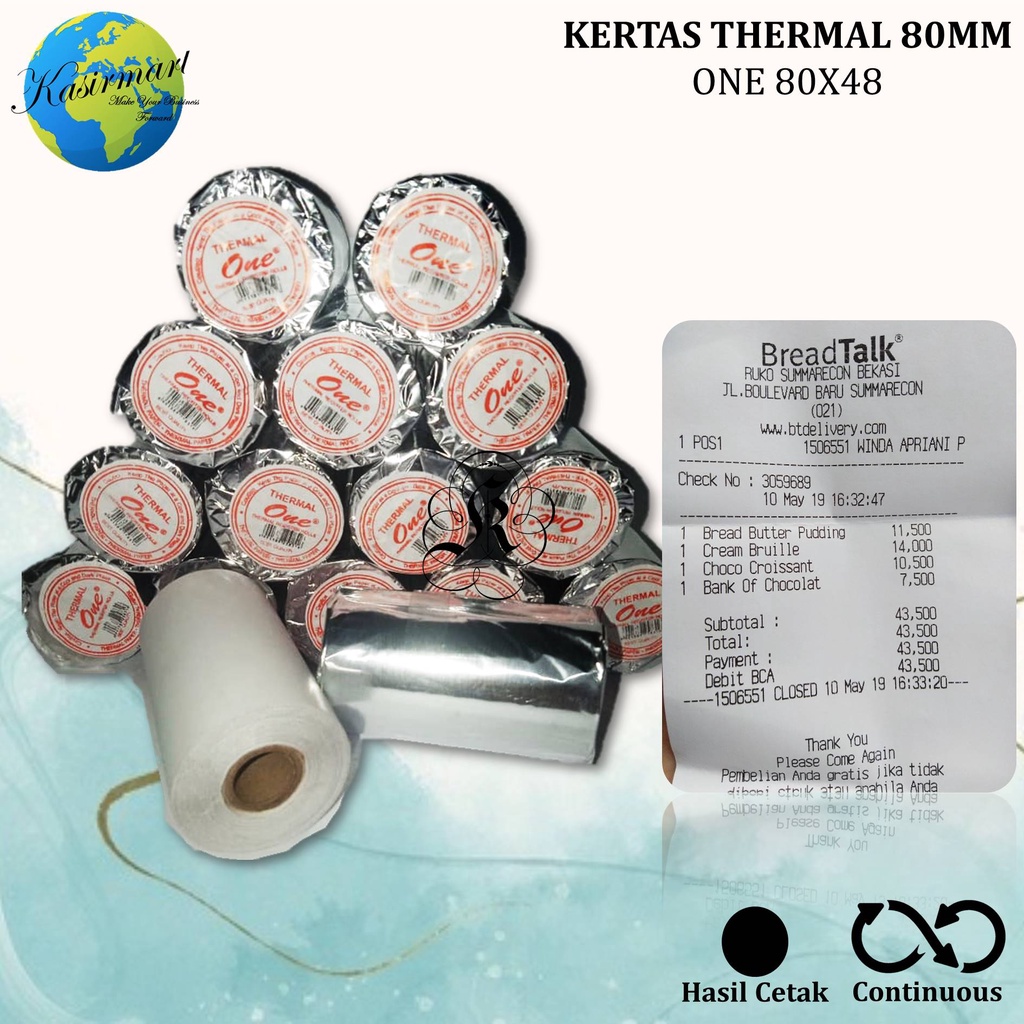 THERMAL ONE 80X48/80X50 KERTAS STRUK/KASIR/PPOB/THERMAL ONE 80 X 48 / 80 X 50 EPSON TMT82