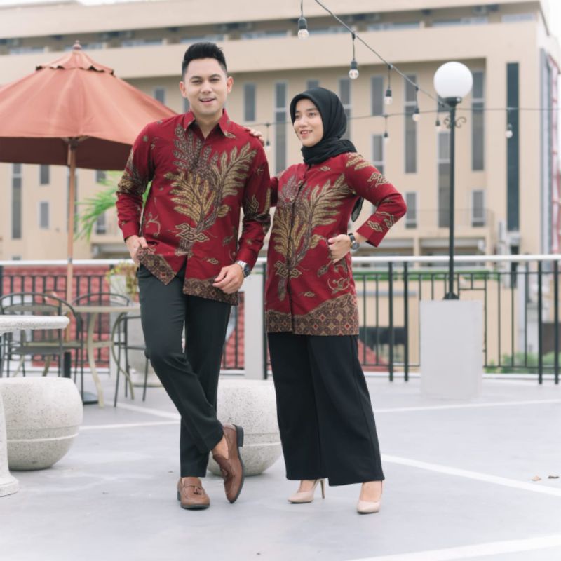 Batik pria lengan panjang batik tunik wanita batik Couple seragam kantor full furing