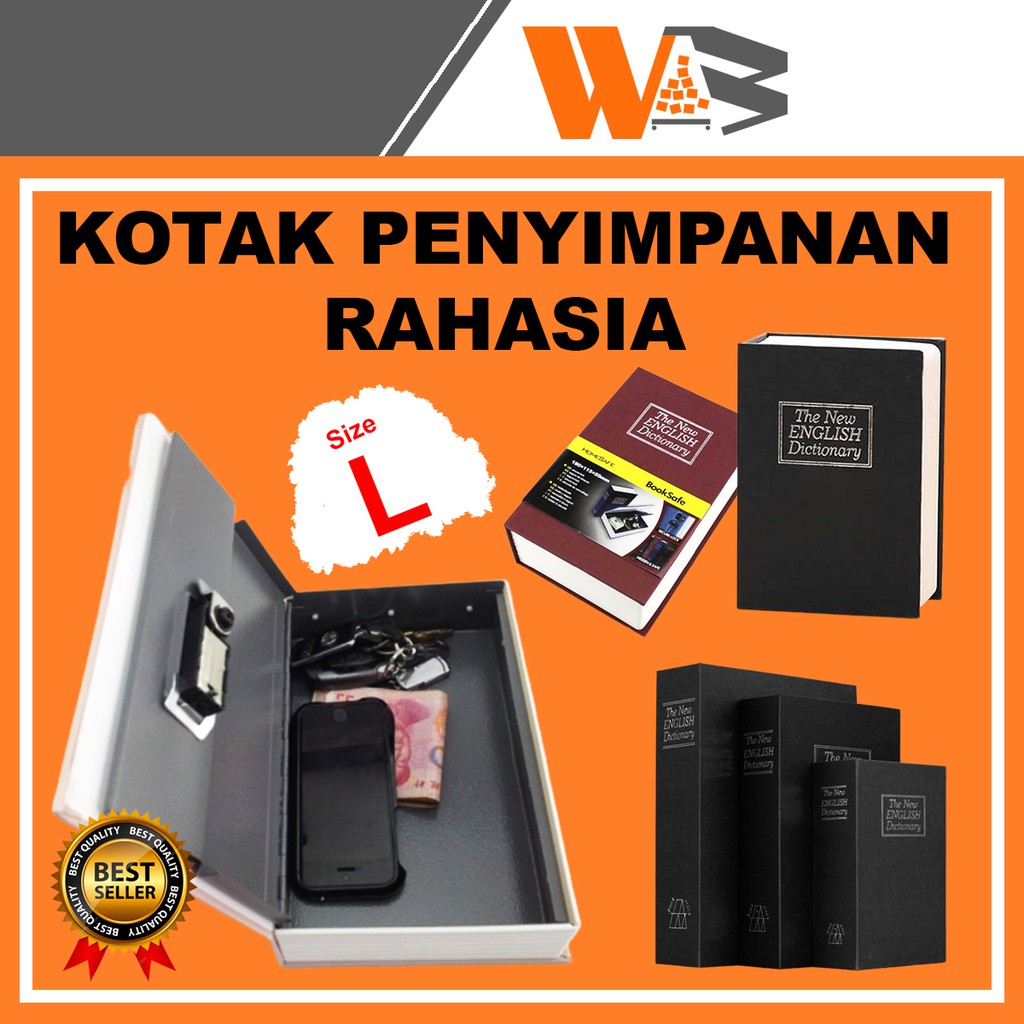 COD Brankas Mini Kotak Penyimpanan Serbaguna Rahasia Brangkas Uang Panjangan Buku Palsu Size L C56