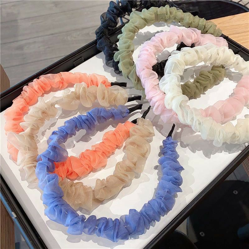 [COD] Bando Kerut Bando Scrunchie Ala Korea Bando Sifon Transparan Bando Korea Warna Warni Cantik