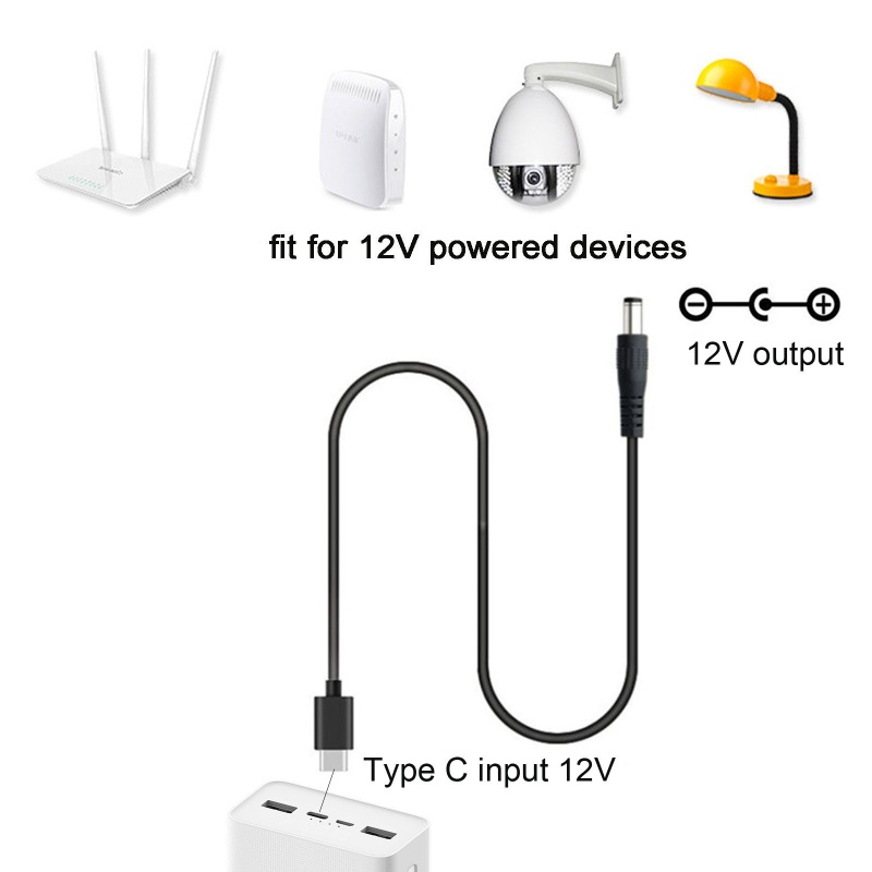 Kabel Adapter Power Supply PD Tipe C 12V 5.5x2.5mm Untuk Router Speaker Wireless