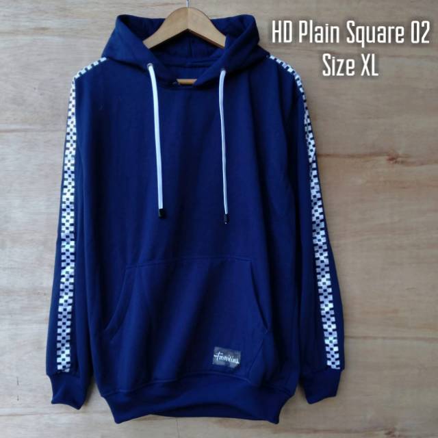 Sweater hoodie polos lengan catur pria wanita L XL fleece premium